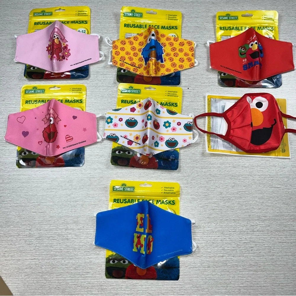 Adjustable Sesame Street Elmo Pink Face Mask for Kids